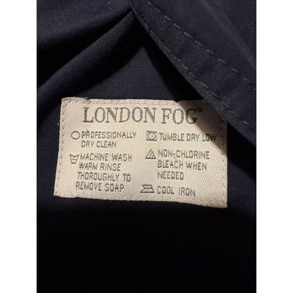 LONDON FOG Classic Trench Coat Old Money Quiet Luxury Navy Blue Raincoat Size 12 - Picture 9 of 9